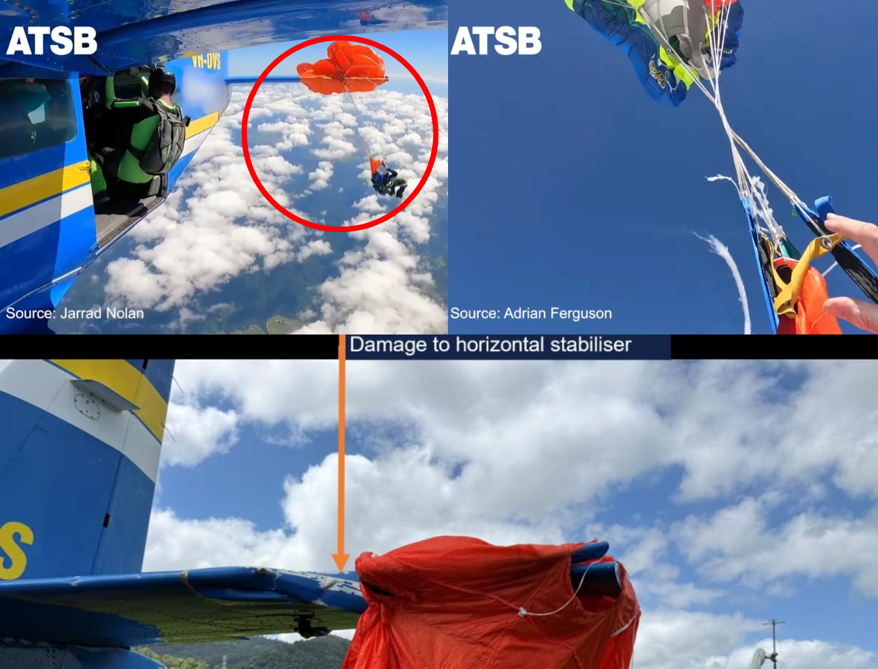 WATCH: Skydiver Cuts Himself Free After Snagging Parachute on Plane Tail During Mid-Air Emergency