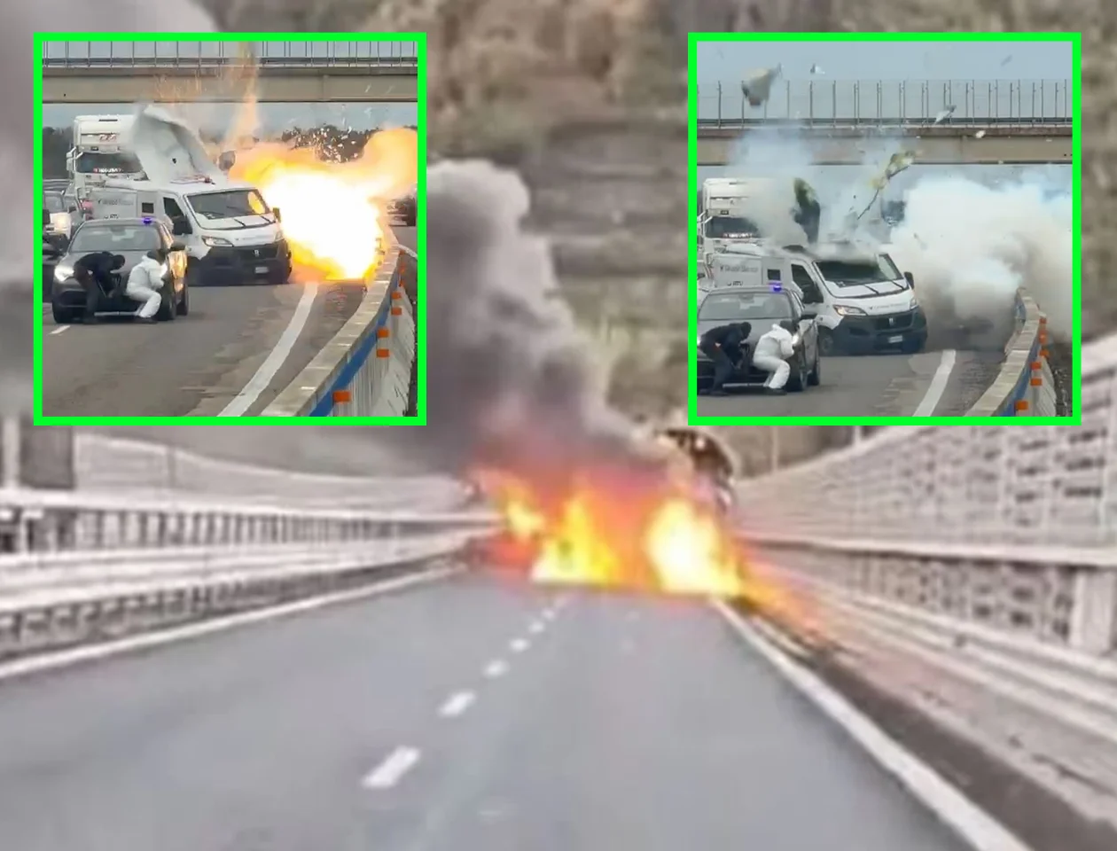 WATCH: Armed Robbers Set Highway Ablaze in Brazen Southern Italy Cash-Van Attack