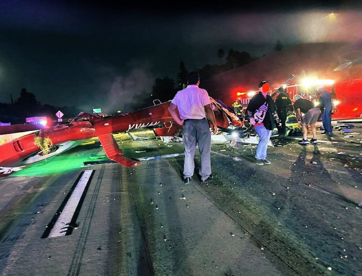 WATCH: Medical Helicopter Crashes on Sacramento Highway; Three Crew Members Critically Injured